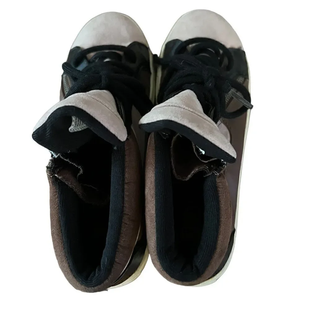 Brash colorblock high top lace & zip sneakers in pink, brown & black women's 7.5
